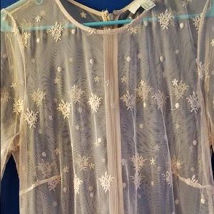 Pink lace over dress